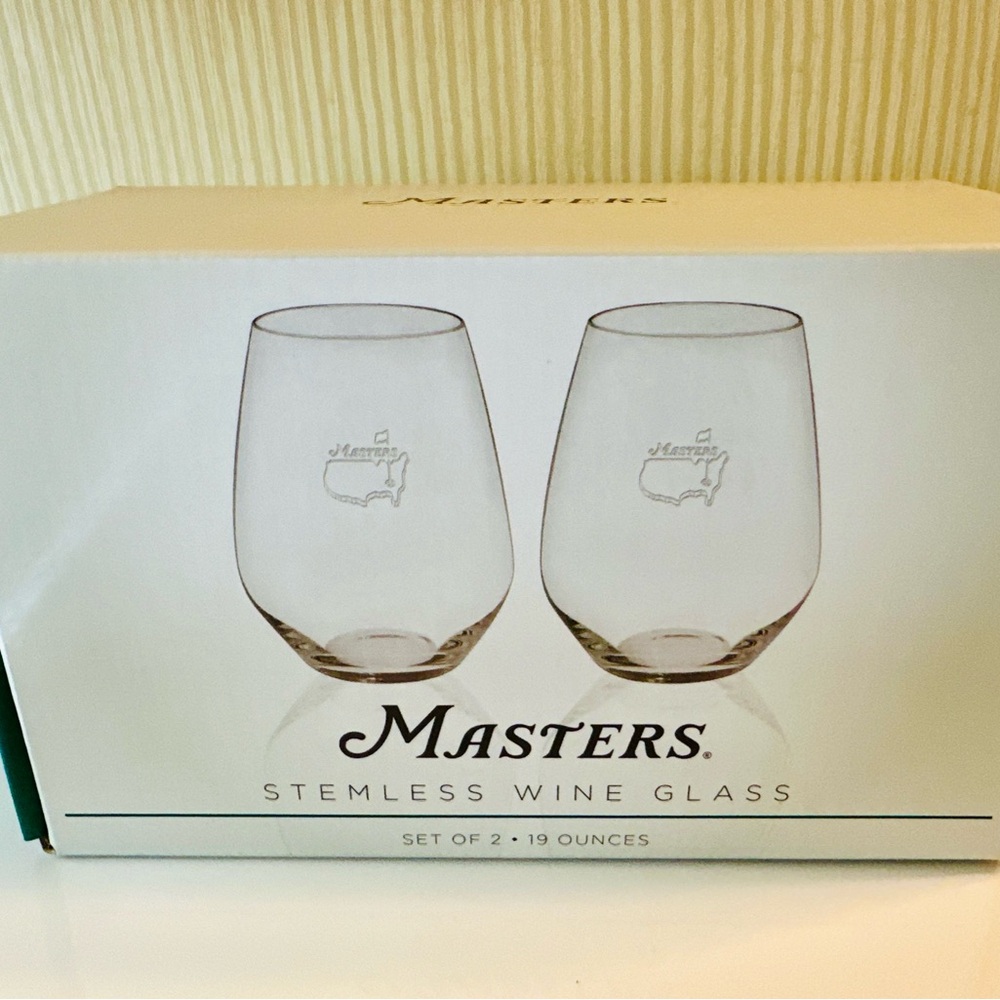 The Masters, Augusta National Fine Crystal Stemless Wine Glasses - Set of 2